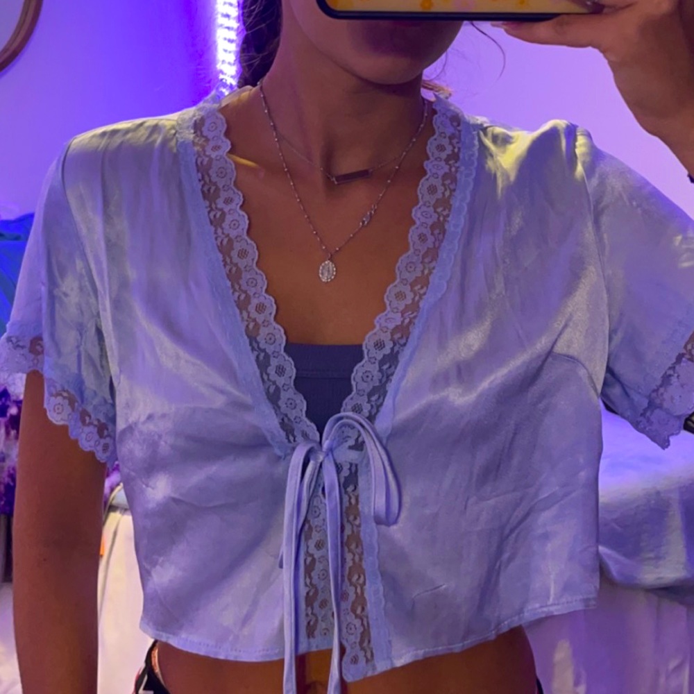 princess polly tie front lace top